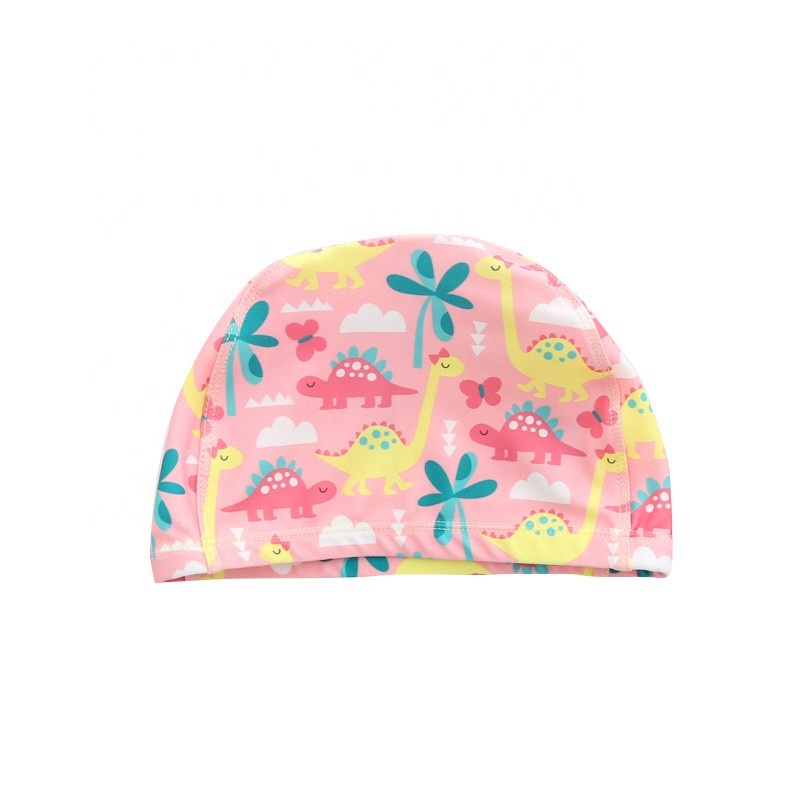 Promotional Beach Hat Custom Kid Cartoon Swimwear Fashion Lycra Swim Cap with Nylon