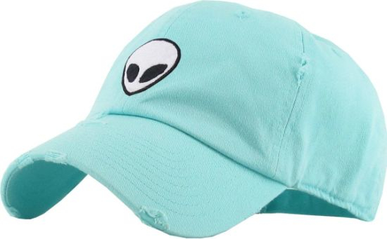Alien Embroidered Polo Style 6-Panel Baseball Adjustable Green Cap