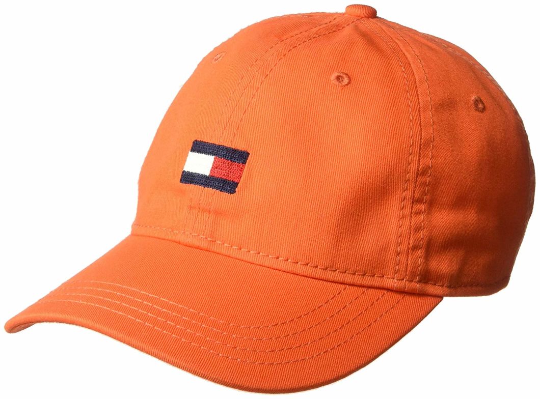 100% Cotton Adjustable Embroidered Logo Flag Dad Baseball Orange Cap