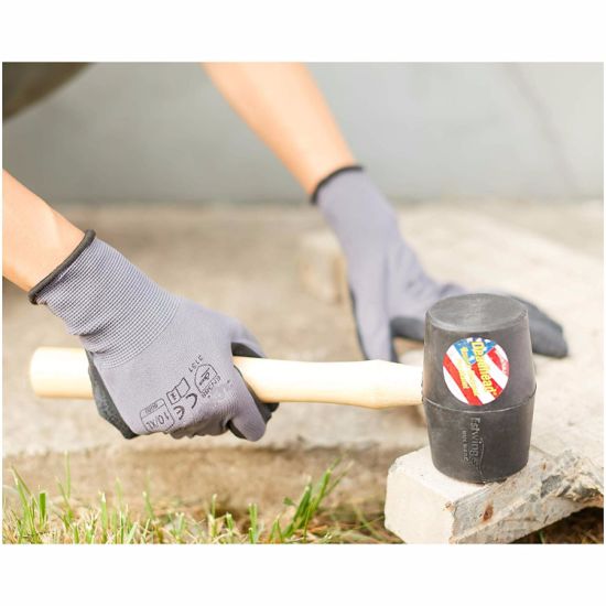 Breathable Work Gloves 100% Polyester Latex Coated Grey Nylon Gloves