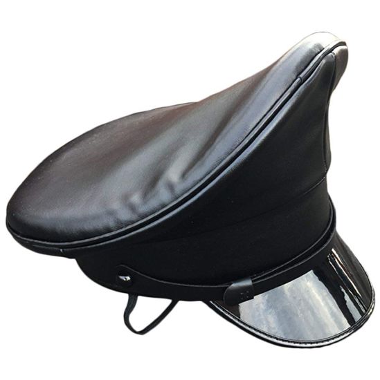 Custom Black PU Leather Performance Officer Military Peak Cap