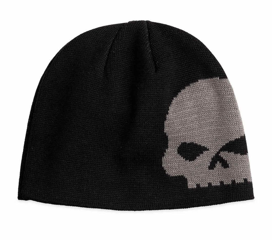 100% Cotton Winter Warm Oversized Black Beanie Knitted Skull Hat