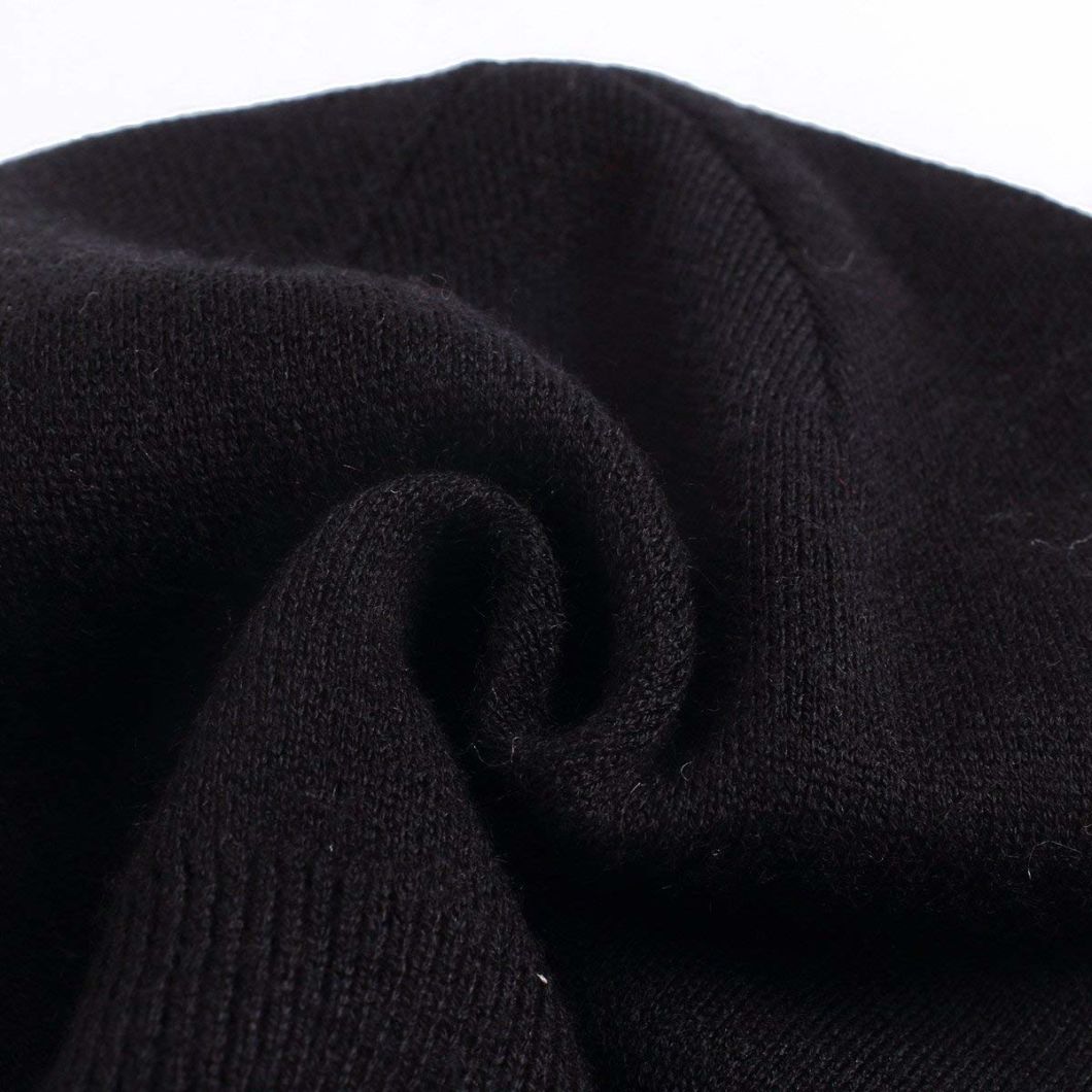 Custom Blank Beanie Knitted Hat Thick Wool Mens Skull Cap