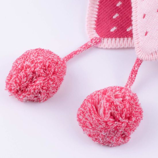 100% Cotton Cute Toddler Beanie Knitted Earflap Baby Pompom Hat