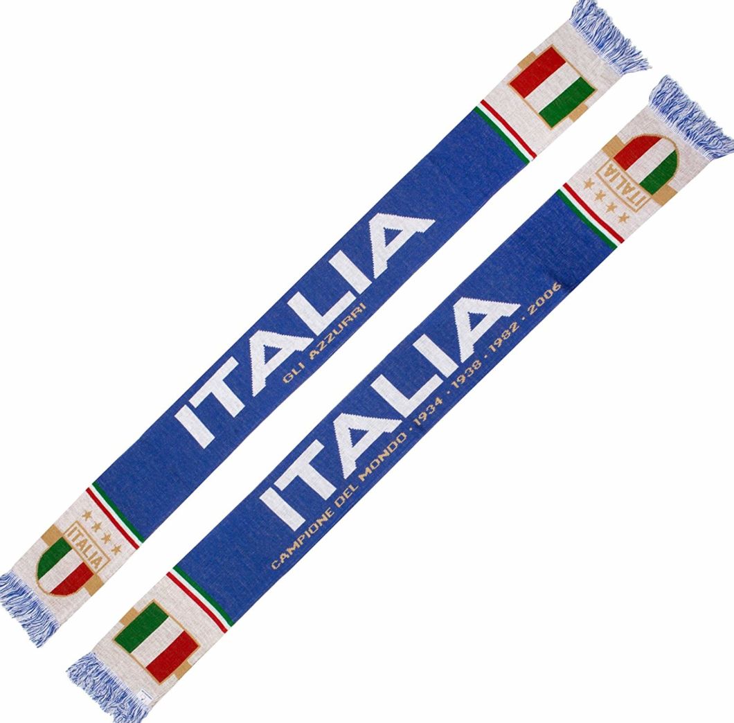 BSCI Audit Acrylic Italy Italia Soccer Double-Sided Fan Football Knit Scarf