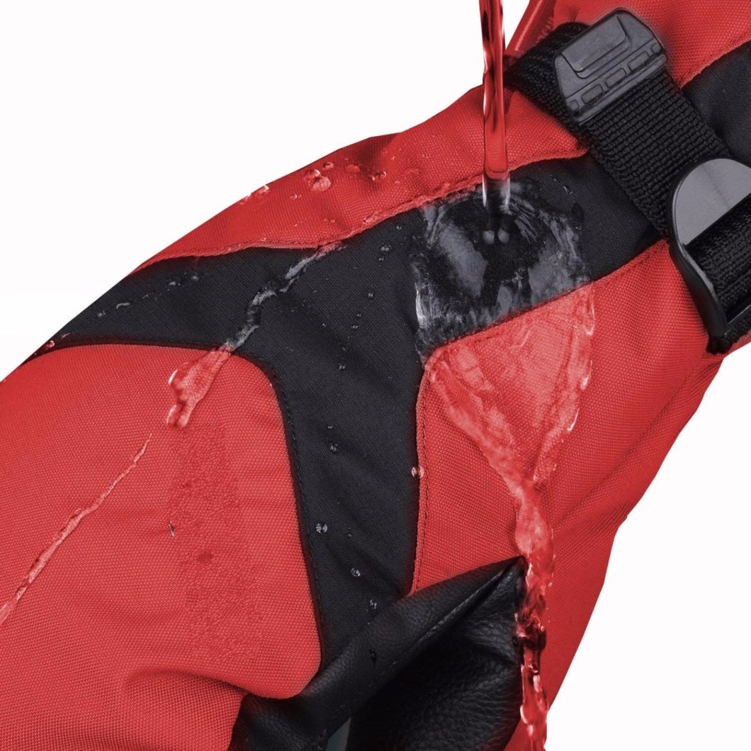 Quick-Dry Winter Windproof Motorcycling Waterproof Gloves Ski with Leather Polyester