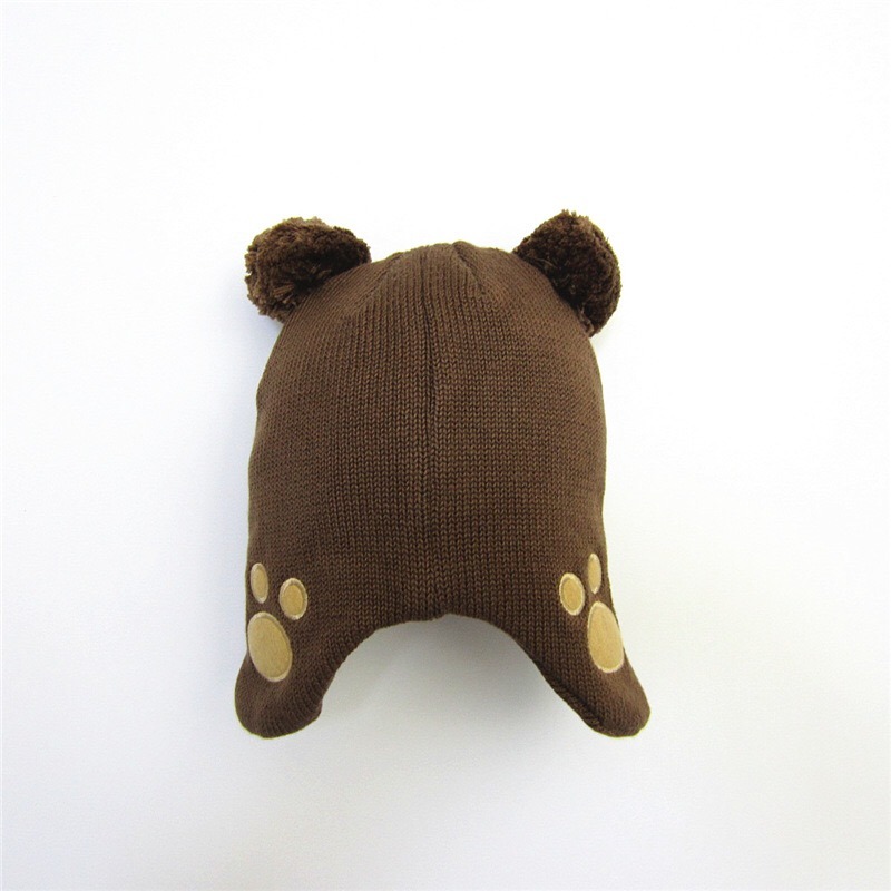 100% Acrylic Knit Funny Cartoon Animal Kids Beanie with Earflap