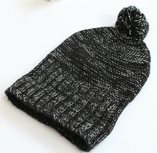 100% Beanie Winter Warm Knit Custom Striped Baggy Beanie Hat