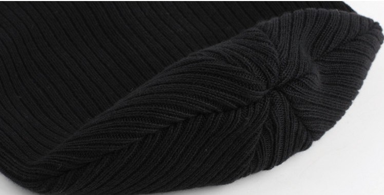 High Quality Plain Custom Color Fleece Lining Black Knitted Beanie Hat with for Wholesale