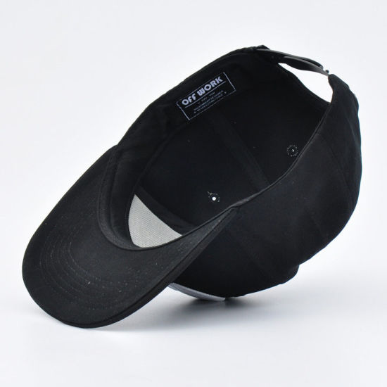 6-Panel Wholesale Cotton Black Embroidery Custom Sports Plain Baseball Snapback Cap