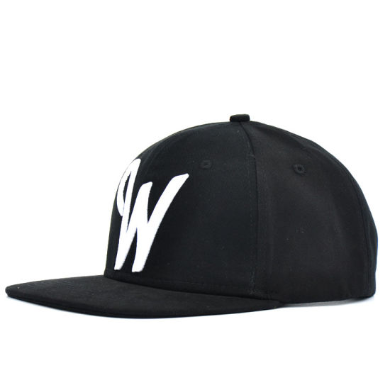 6-Panel Wholesale Cotton Black Embroidery Custom Sports Plain Baseball Snapback Cap