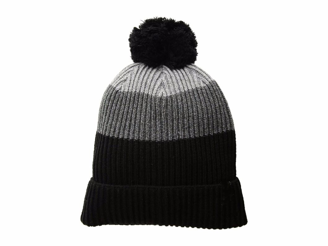 BSCI Audit Ribbed Knitted Mens Winter Hat with Woven Logo