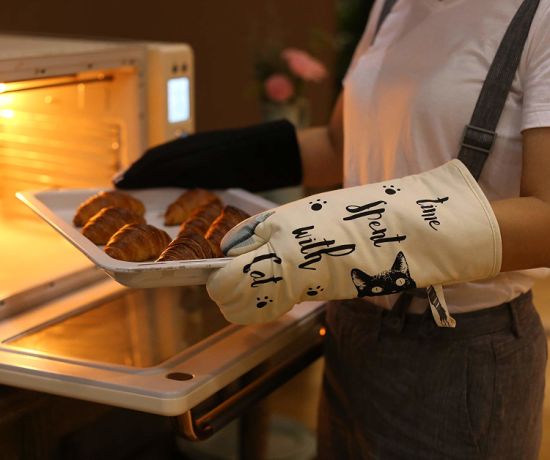 Resistant Cooking Glove Hand Protection 100% Cotton Lining Kitchen Gloves
