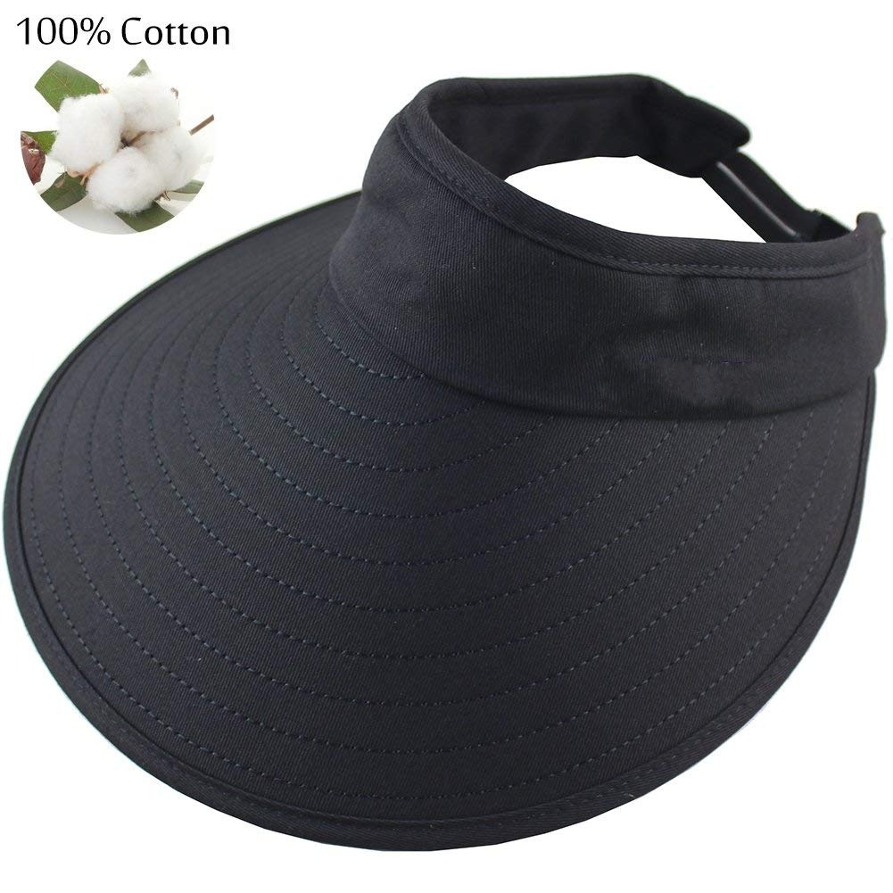 BSCI Audit 100% Cotton UV Protection Wide Brim Visor with Elastic Buckle