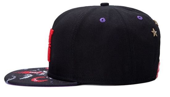 6-Panel Wholesale Cotton Black Embroidery Custom Sports Flat Peaked Baseball Snapback Cap