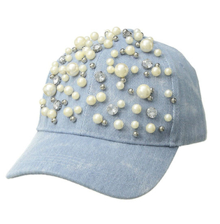 100% Cotton Women Twinkling Diamond Jewelry Pearl Sexi Hat