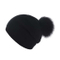 Wholesale Winter Women Warm Knitted Acrylic Real Fur Hat with Removable POM POM
