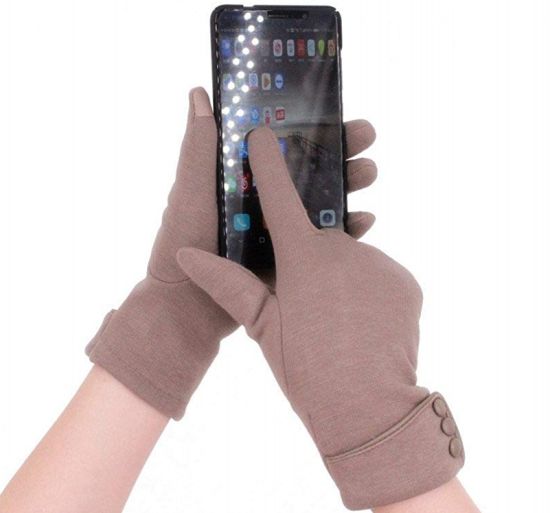 Touchscreen Fleece Windproof Winter Warm Wear Fashion Gloves with Button