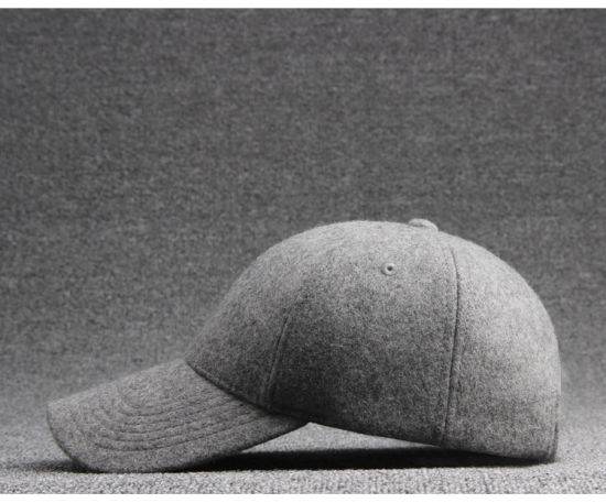 Promotional Unisex Fashion Adjustable Six Panel Black Vintage 100% Wool Baseball Cap