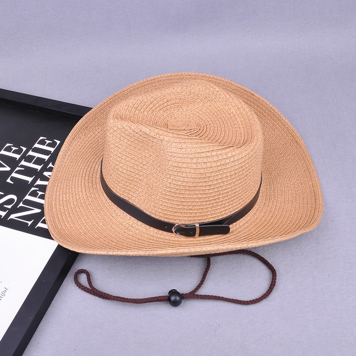 Summer Sun Hat with String Cheap Paper Straw Cowboy Hats for Men