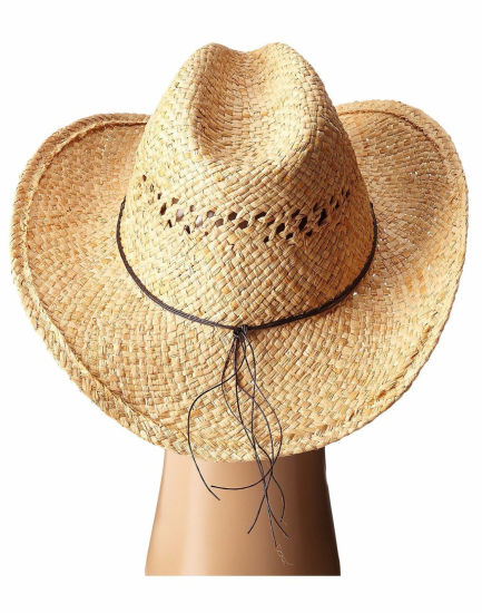 Hatband Featuring Turquoise Silver-Tone White Beads Breathable Straw Cowgirl Hat