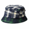 Polyester Plaid Flannel Downturned Brim Bucket Terry Towelling Hat