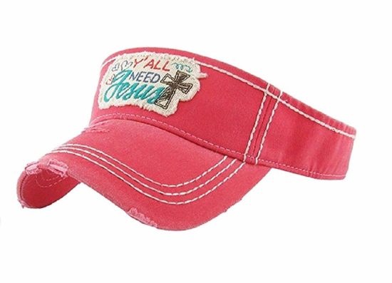 BSCI Audit Custom 100% Cotton Adjustable Jesus Cross Spiritual Vintage Distressed Visor