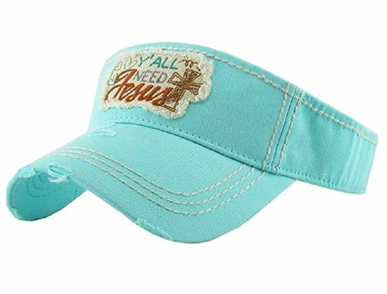 BSCI Audit Custom 100% Cotton Adjustable Jesus Cross Spiritual Vintage Distressed Visor