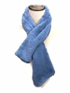 Winter Warm Soft Furry Wrap Around Loophole Women Blue Faux Fur Scarf