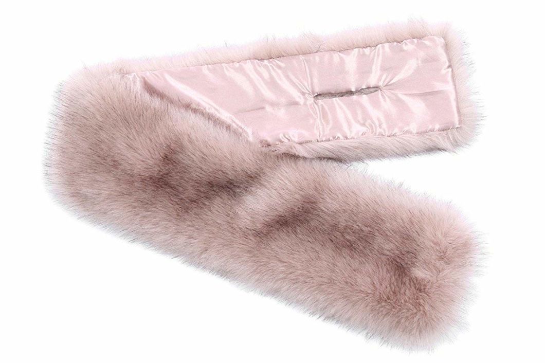BSCI Audit Custom Women Warm Pink Scarf Ladies Fox Fur Scarf
