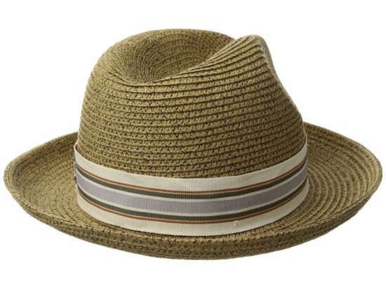 Dent Crown Straw Cowboy Hat with Ribbon Striped Pattern Hatband
