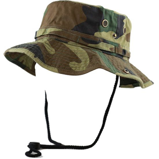 Custom Polyester Breathable Camouflage Bucket Hat Camo with String
