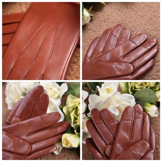 100% Pure Cashmere Lined Touchscreen Warm Driving Women Leather Gloves