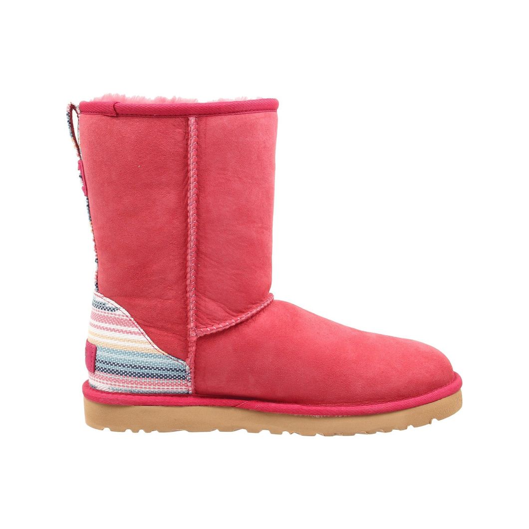 Sedex Audit Winter Flat Fur Ladies Leather Suede Ankle Snow Women Bow Fur Boots Red Suede Sheepskin Boots