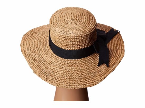 BSCI Audit Bowknot Crochet Straw Boater Hat Wholesale with Grosgrain Hatband for Women