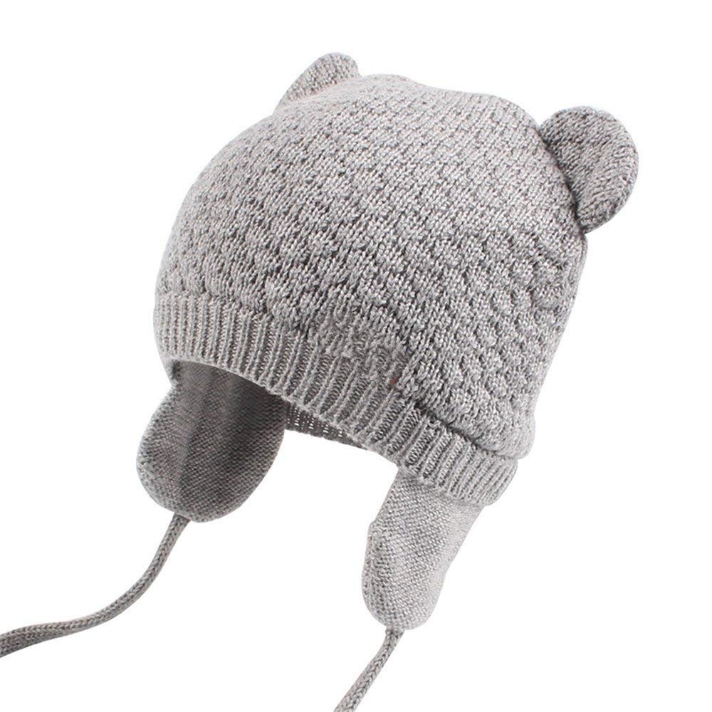 Wholesale Winter Warm Bear Toddler Earflap Beanie Knitted for Baby Hat Cute