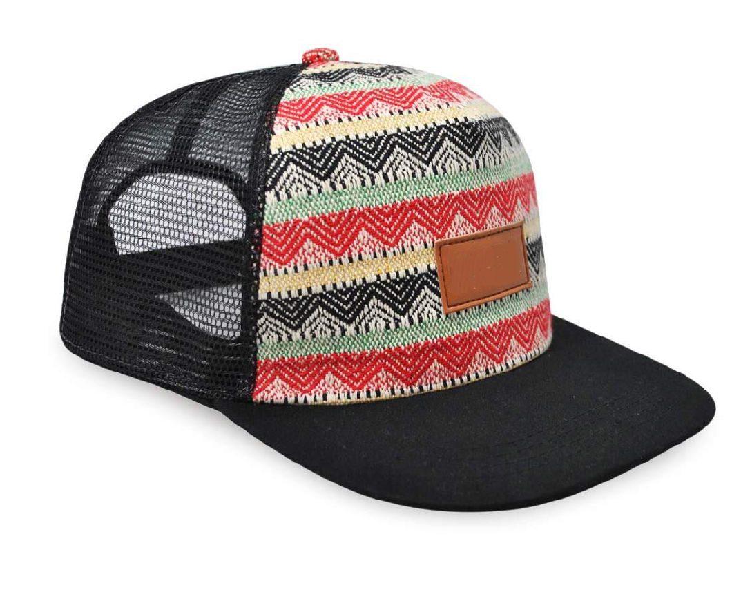 BSCI Audit Woven Trucker Boho Tribal Pattern Woven Snapback Cap