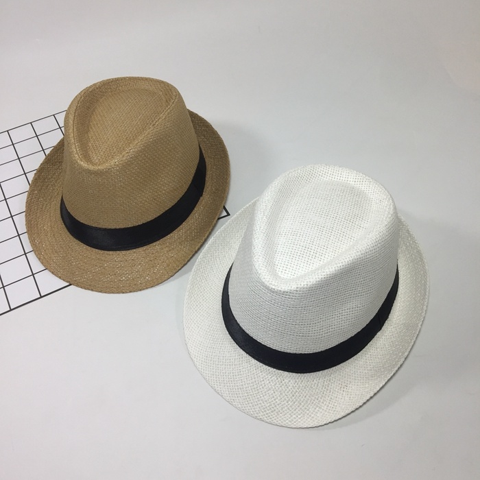 Paper Straw White Custom Panama Chapeau Men's Sombrero Fedora Hat with Ribbon