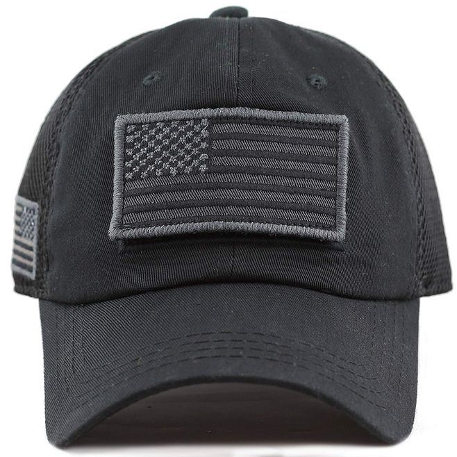 Custom 100% Cotton Unisex Flag Patches Tactical Hat with Mesh
