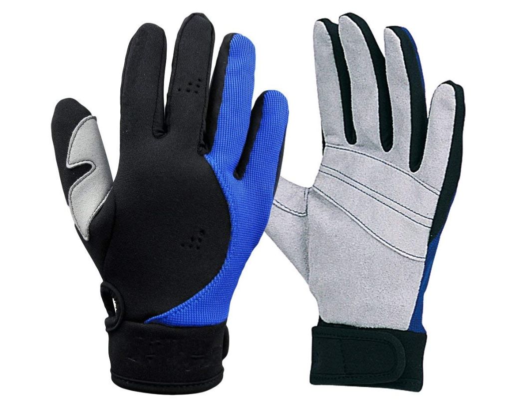 Adjustable Amara Leather Stretchy Mesh Diving Gloves with Fastener Wristband