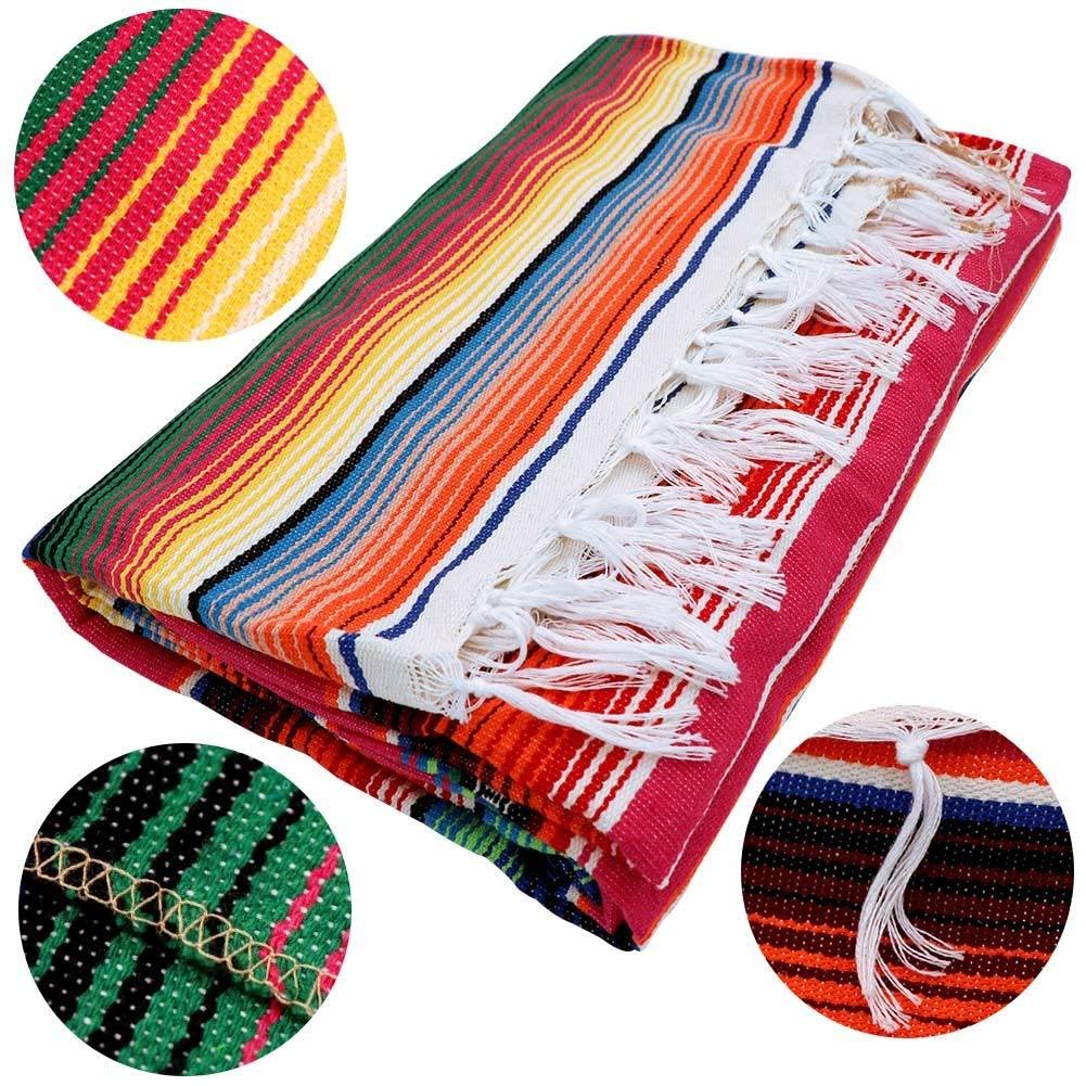 Wholesale Custom Large Square Cotton Mexican Blanket for Party Decorations Tablecloth