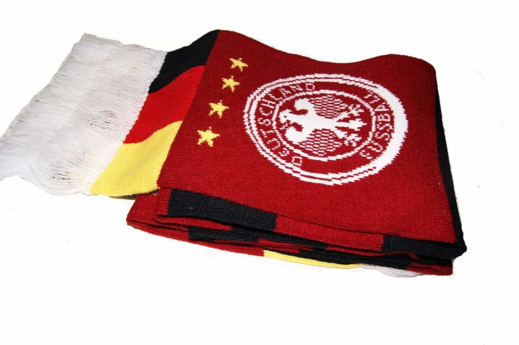100% Polyester Soccer Football Fan Cheering Knitted Fan Scarf Custom