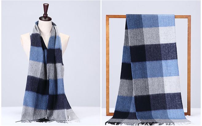 BSCI Audit Woven Long Classic Plaid Elegant Winter Warm 100% Wool Scarf