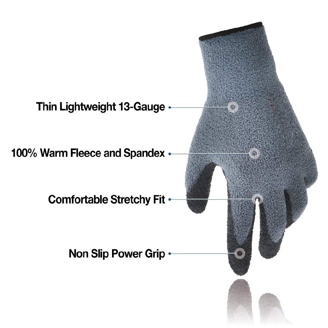100% Polyester Warm Fleece Spandex Stretch Fit Winter Work Gloves