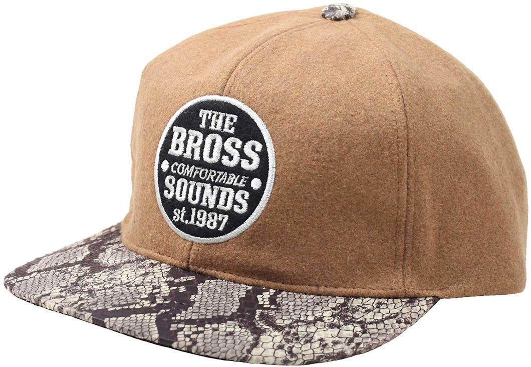 Sedex Audit Custom Hip-Hop Brown Wool Felt Snapback with Leather Brim