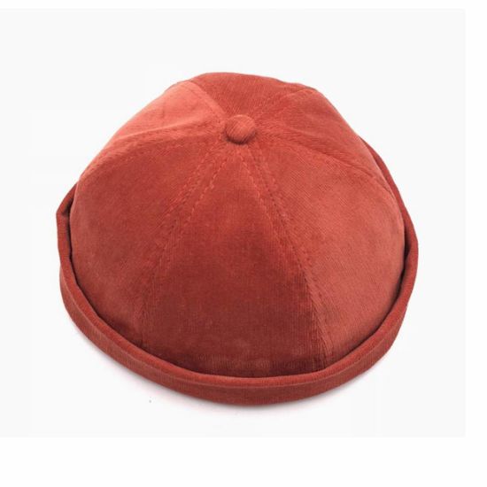 Adjustable Beanie Corduroy Rolled Cuff Brimless Baseball Cap Without Visor