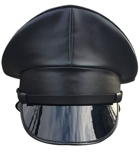 Custom Black PU Leather Performance Officer Military Peak Cap