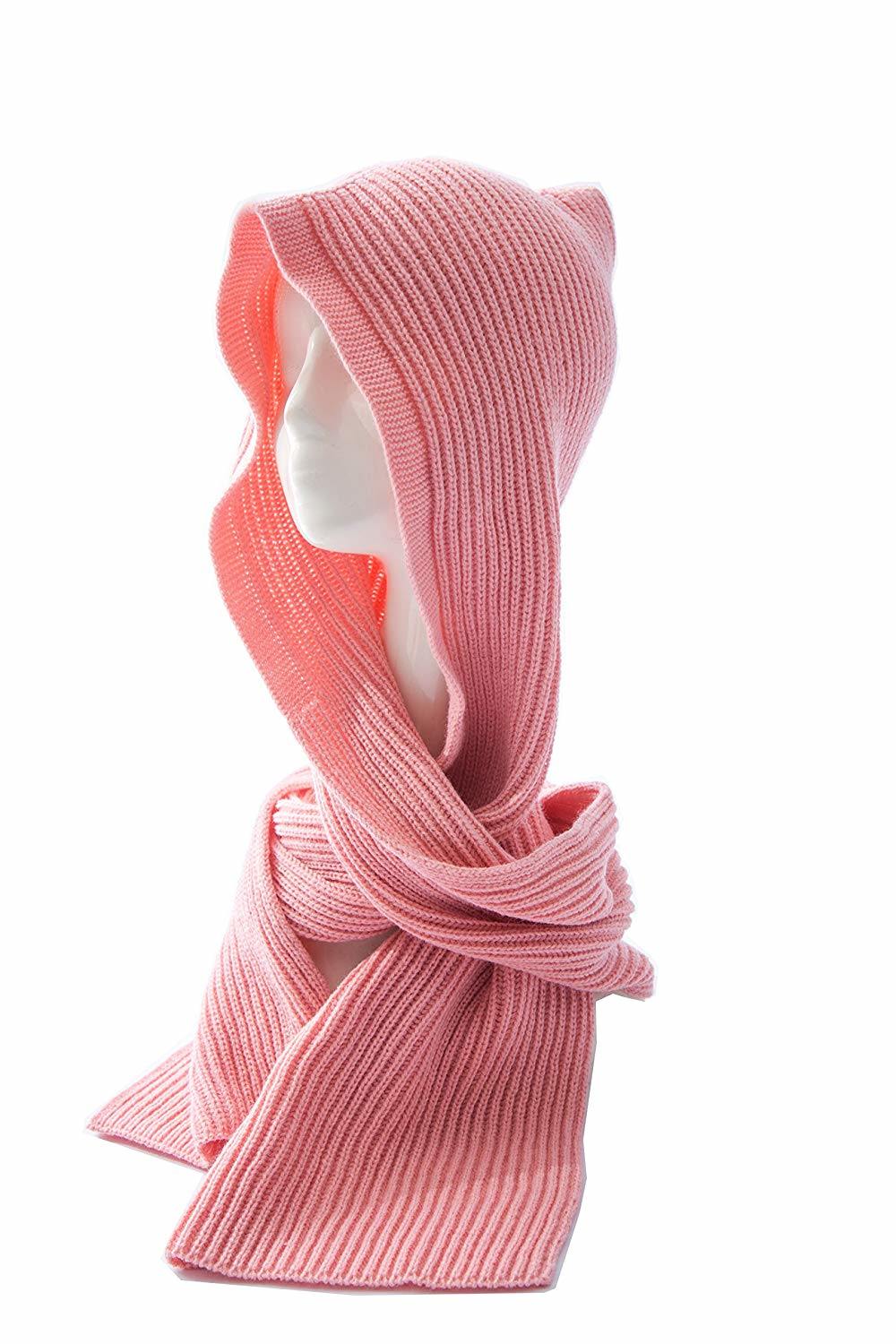 Acrylic Women Headscarf Winter Crochet Knit Hooded Scarf Hat