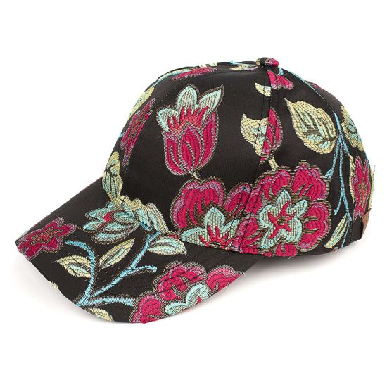 Polyester Printed Baseball Cap Flower Pattern with Curved Brim