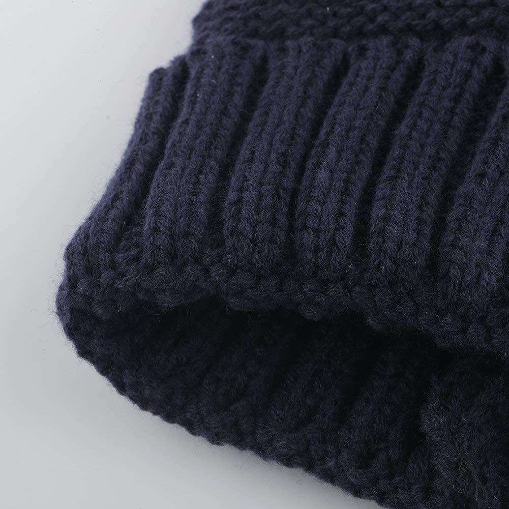 Acrylic Chunky Slouchy Beanie Knitted Fur POM Custom Bobble Hat